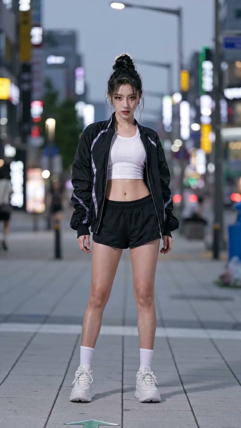 Night Street Athletic Portrait — Slow Walk Toward Camera